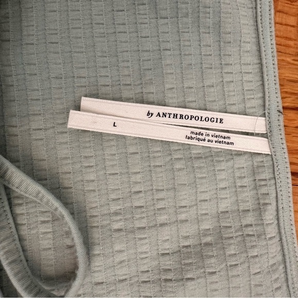 Anthropologie Rebecca Long Sleeve Smocked Waist Peasant Top Mint Green Sz L (j6) - Picture 8 of 11